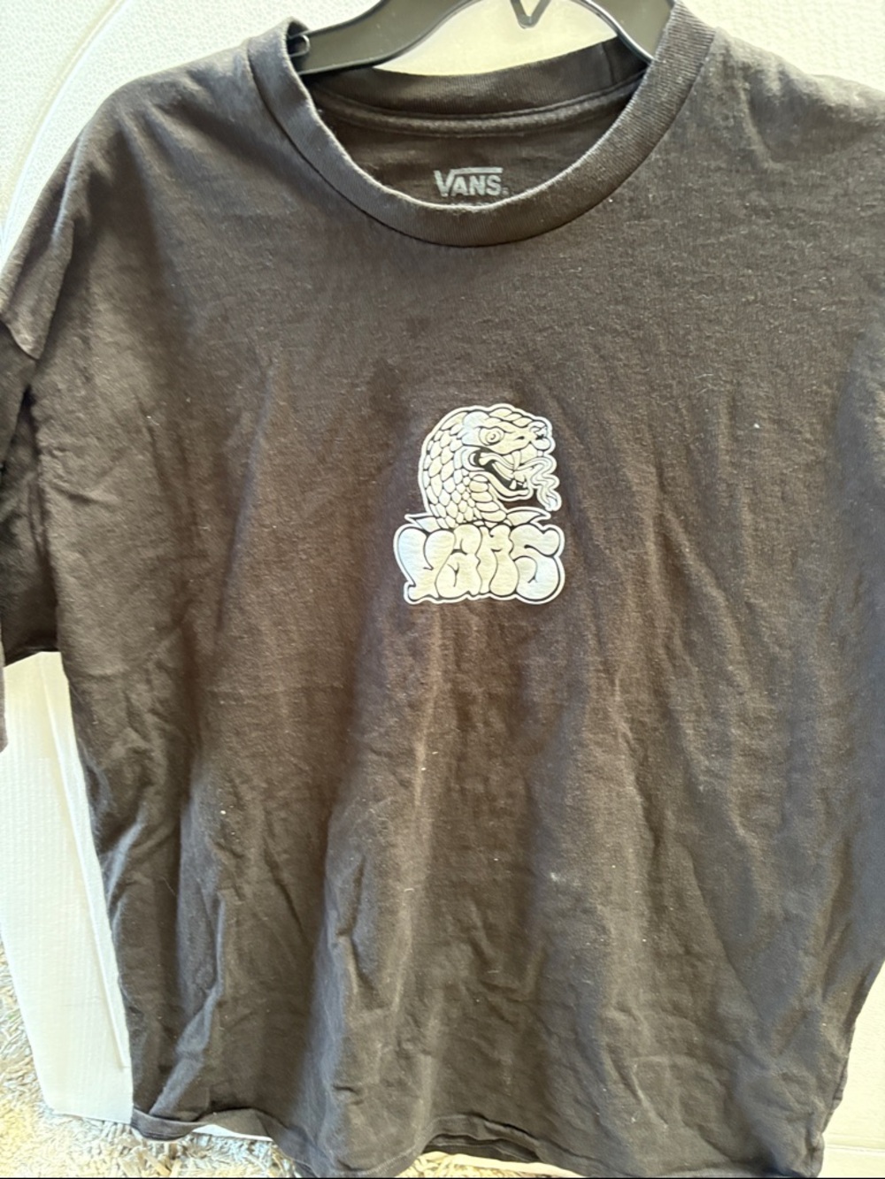 Vans Black Tee with White Snake Graphic